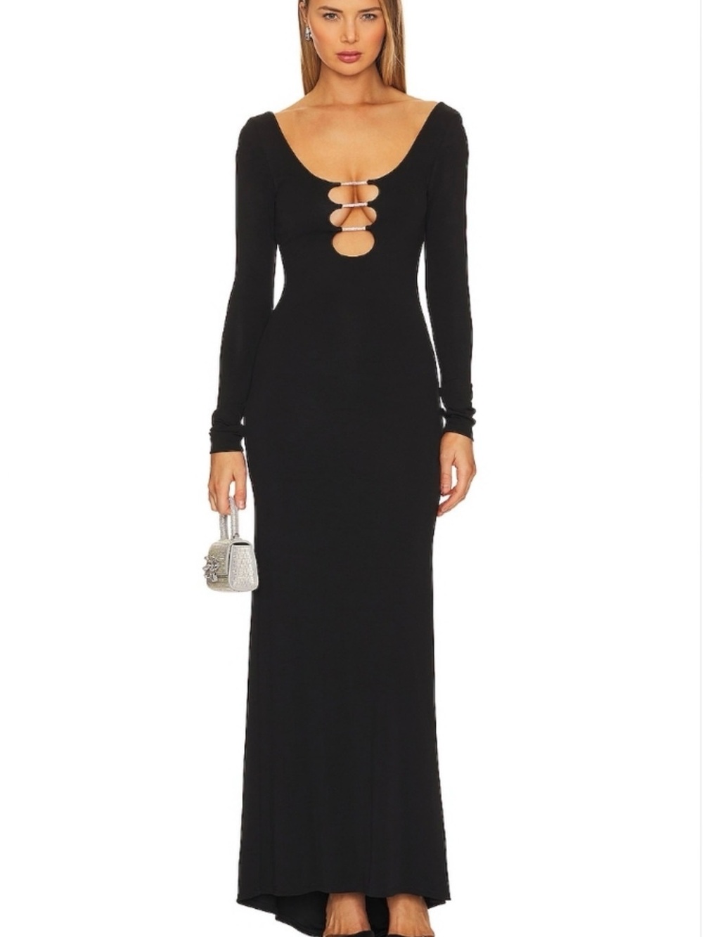 Alice + Olivia Black Long Sleeve Cutout Maxi Dress Size 4